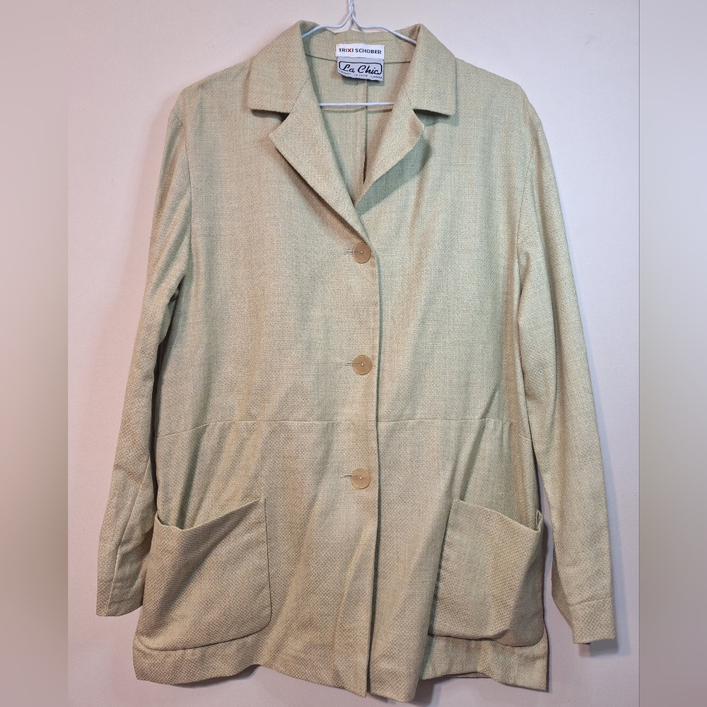🇩🇪 Trixi Schober pale green cashmere cotton blend oversized blazer jacket